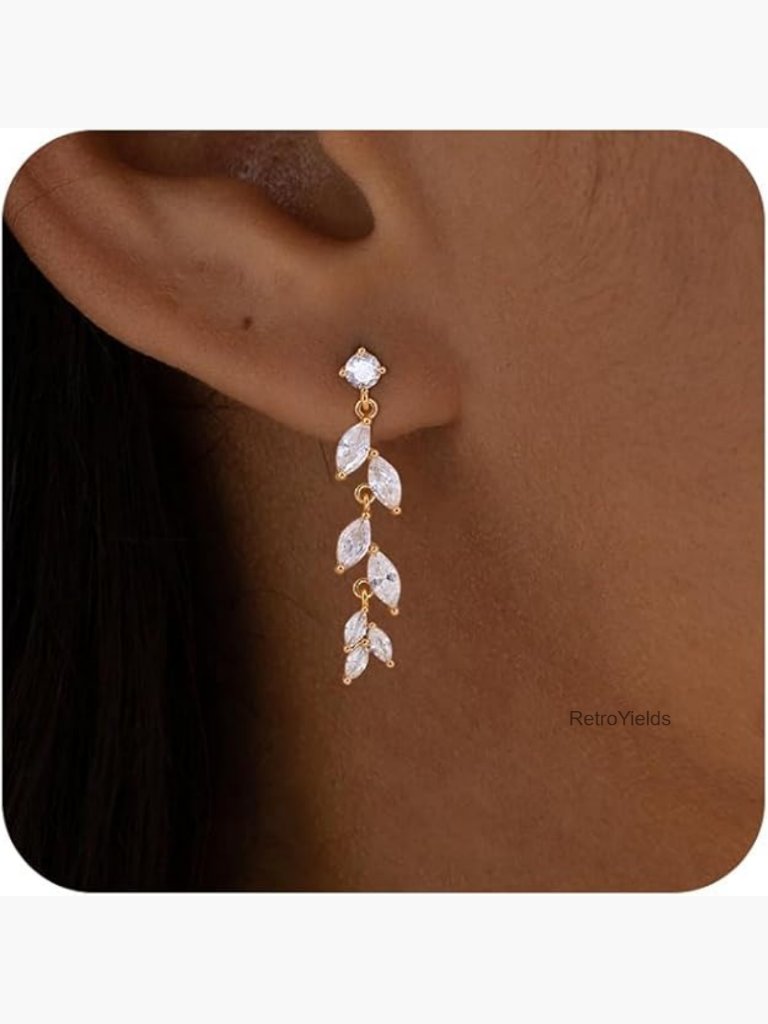 Dainty Dangle Drop Earrings Silver Plated Cz Hypoallergenic